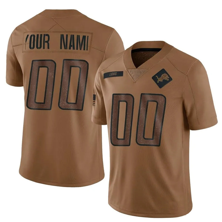 harde Custom D.Lions Brown Salute To Service Limited Stitched Jerseys