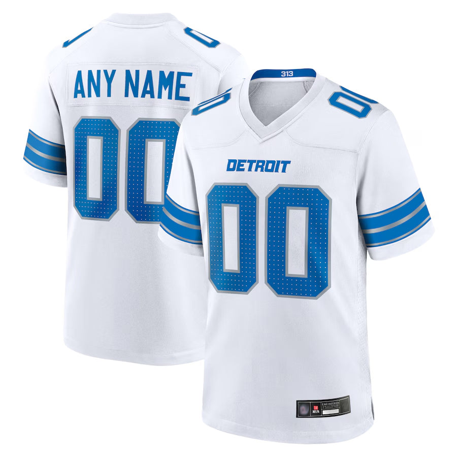 harde Custom D.Lions White Home Game Stitched Jerseys