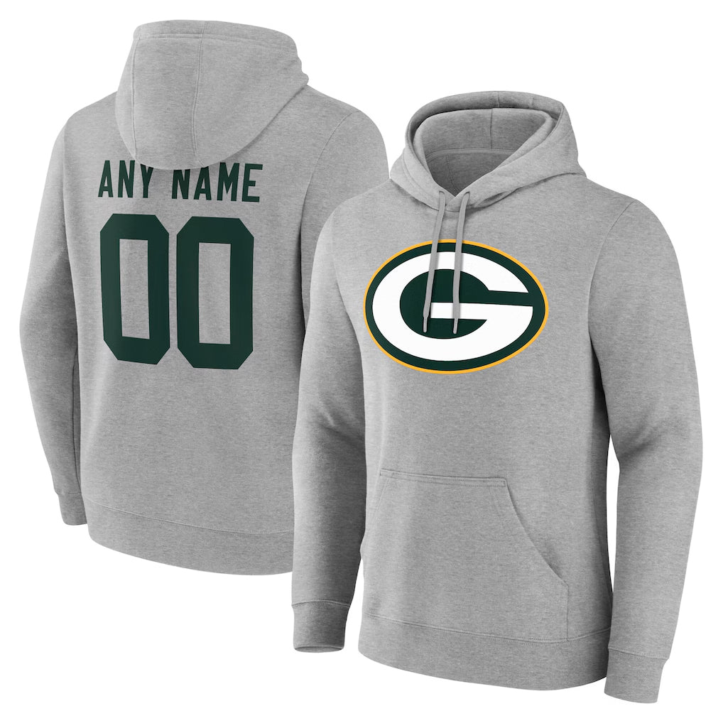 harde Custom GB.Packers Gray Circuit Logo Pullover Hoodies Limited Game Any Name & Numbers Stitched Jerseys