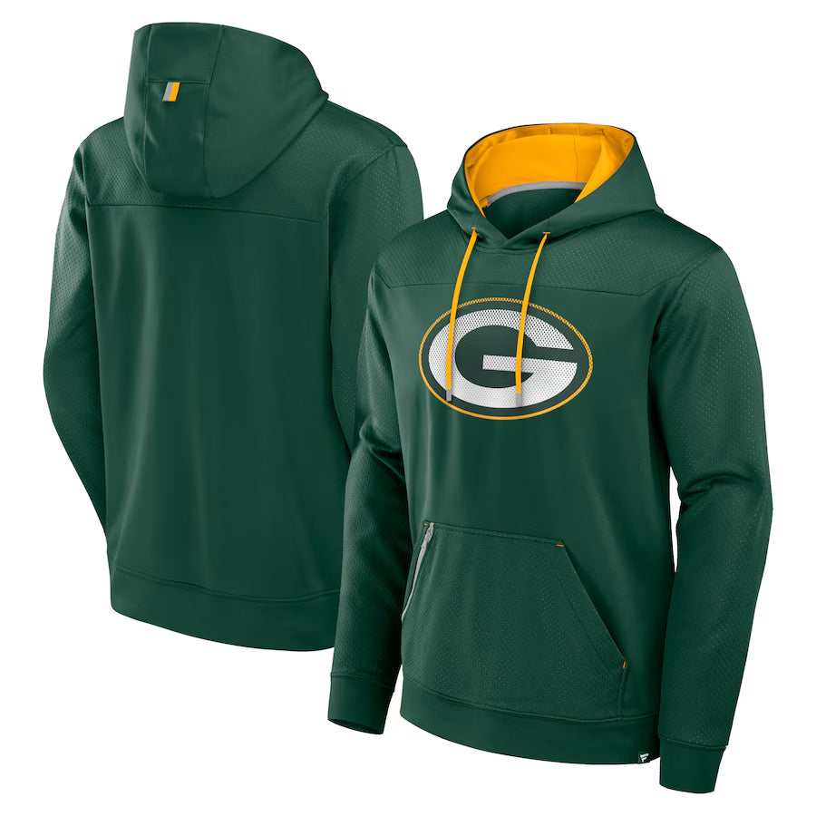 harde Custom GB.Packers Green Defender Pullover Hoodie Game Stitched Jerseys