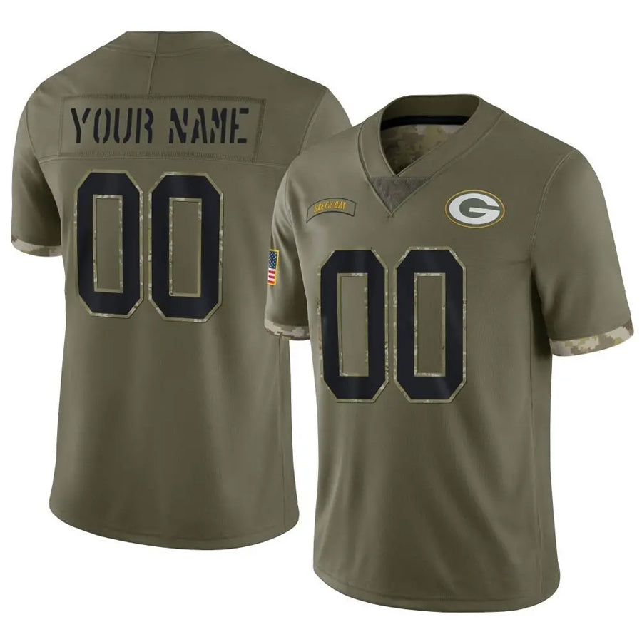 harde Custom GB.Packers Salute To Service Olive Stitched Jerseys