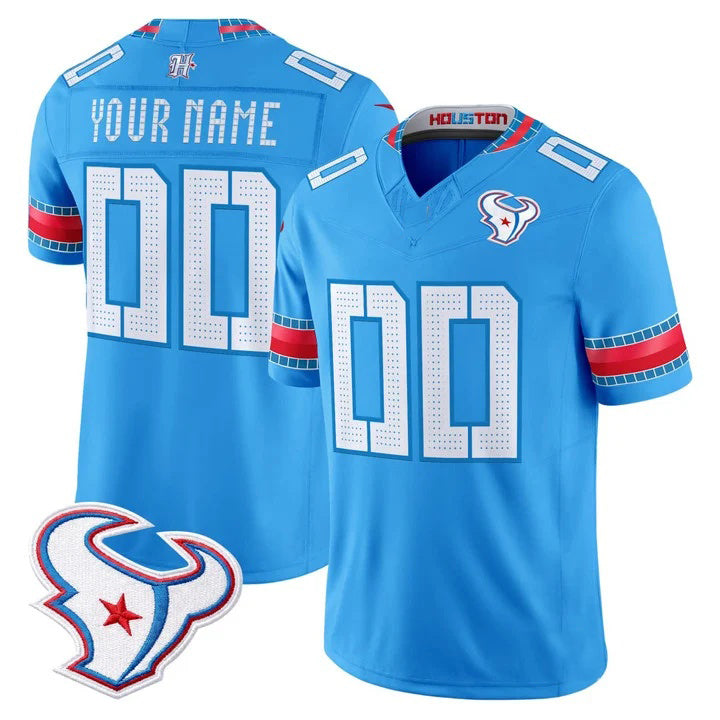 harde Custom H.Texans Rivalries Blue Jersey - All Stitched