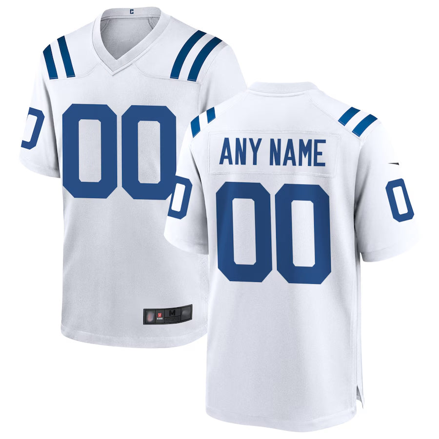 harde Custom IN.Colts White Replica Home Game Stitched Jerseys