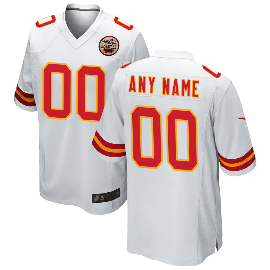 harde Custom KC.Chiefs White Replica Game Stitched Jerseys