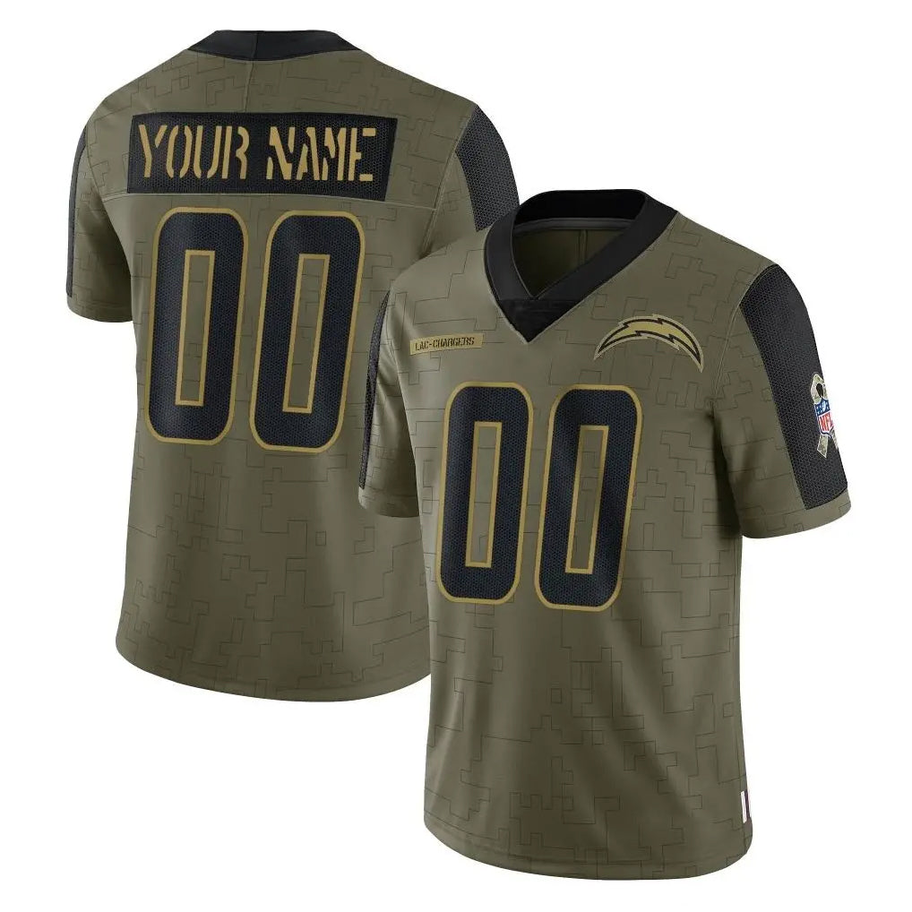 harde Custom LA.Chargers Olive Salute To Service Limited Game Any Name & Numbers Stitched Jerseys