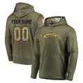 harde Custom LA.Chargers Olive Salute to Service Pullover Hoodies Home Game Any Name & Numbers Stitched Jerseys
