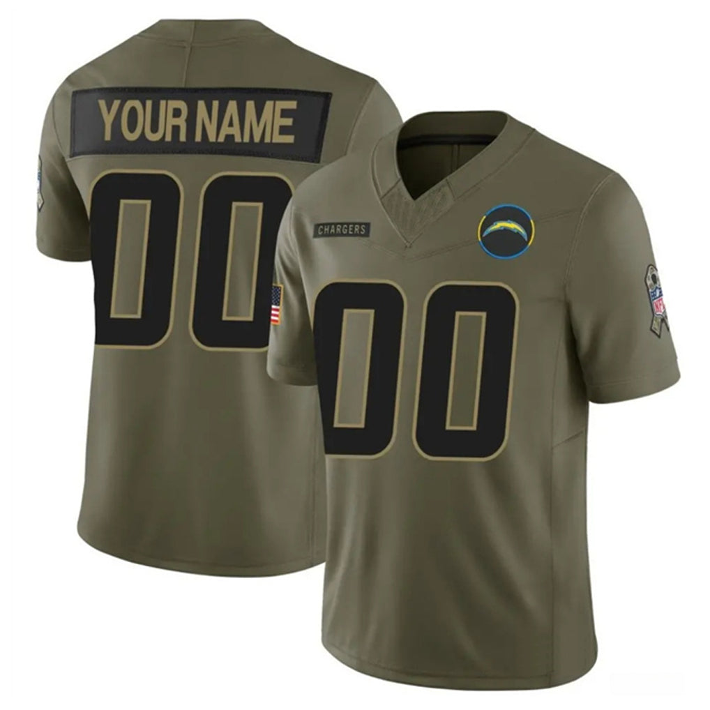 harde Custom LA.Chargers Salute To Service Olive Limited Stitched Jerseys