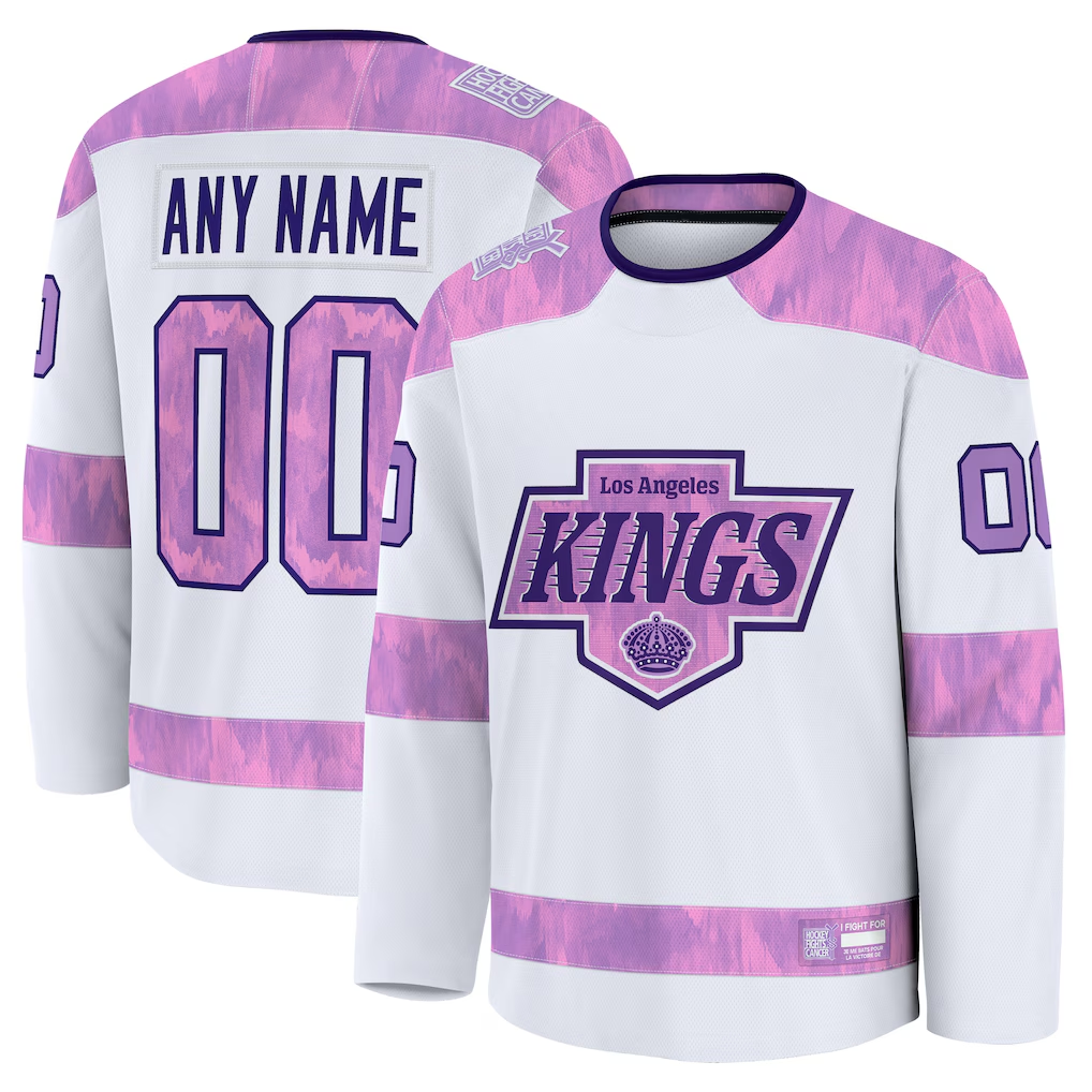 harde Custom LA.Kings White 2024 Hockey Fights Cancer Practice Jerseys