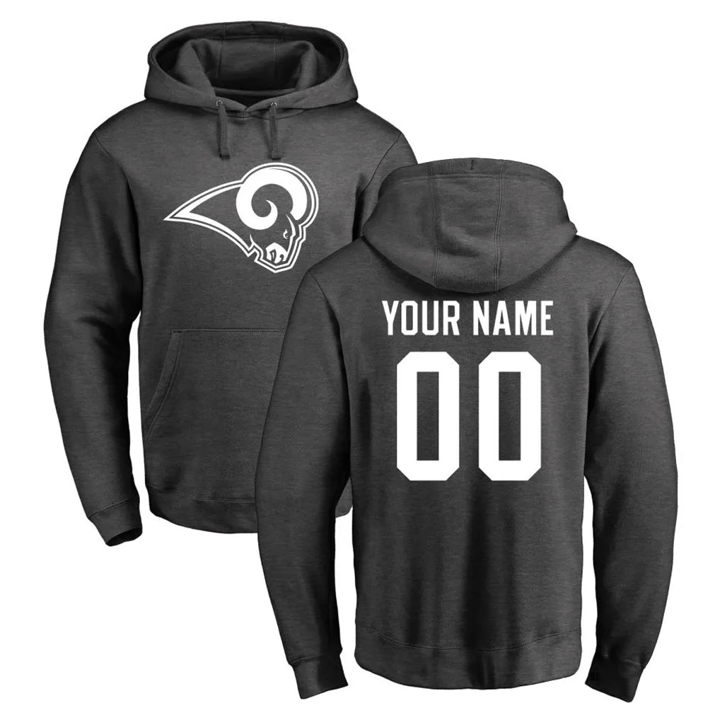 harde Custom LA.Rams Gray Pullover Hoodie Limited Game Any Name & Numbers Stitched Jerseys