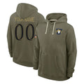 harde Custom LA.Rams Olive Salute to Service Pullover Hoodies Limited Any Name & Numbers Stitched Jerseys