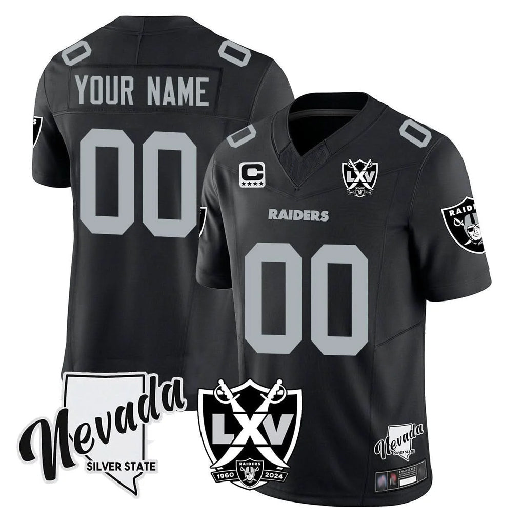 harde Custom LV.Raiders Black 65th Anniversary Vapor Limited Home Game Any Name & Numbers Stitched Jerseys