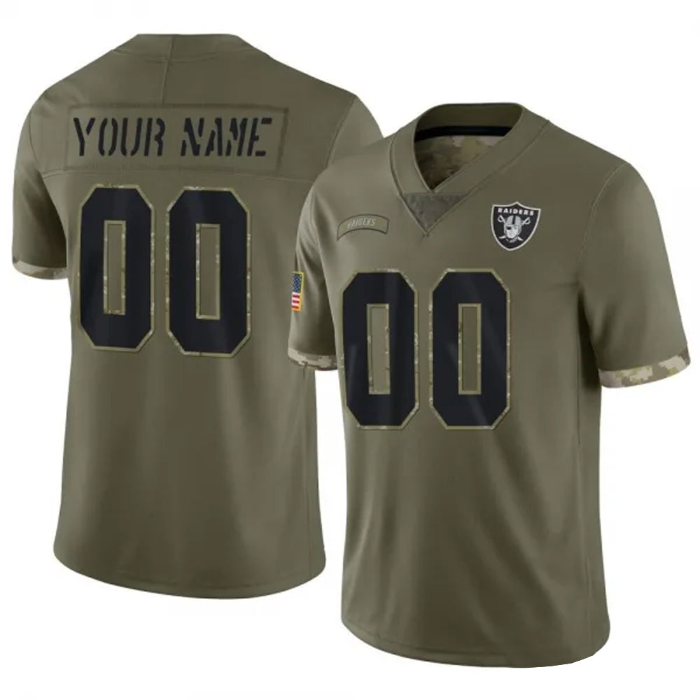 harde Custom LV.Raiders  Salute To Service Olive Stitched Jerseys