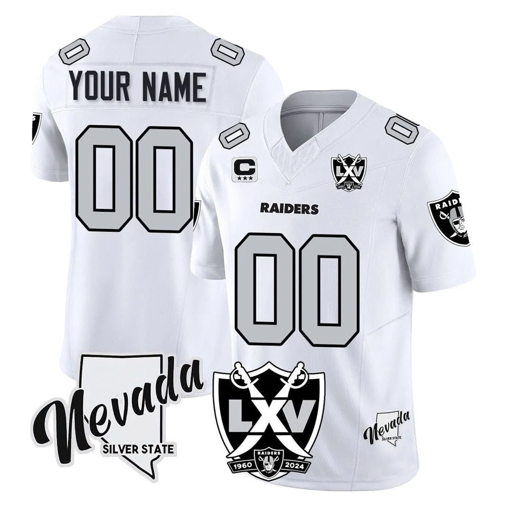 harde Custom LV.Raiders White 2026 Vapor Limited 65th Anniversary Home Game Any Name & Numbers Stitched Jerseys