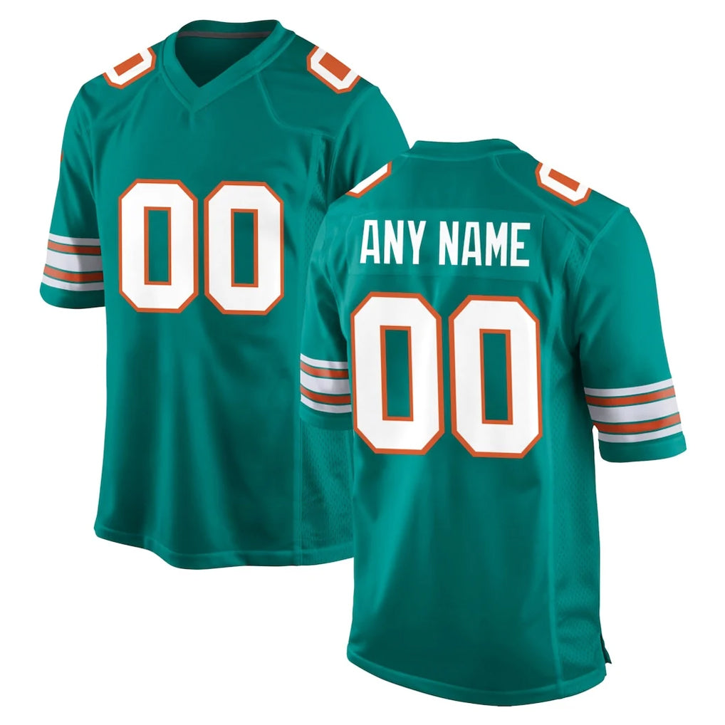 harde Custom M.Dolphins Aqua Alternate Home Game Any Name & Numbers Stitched Jerseys