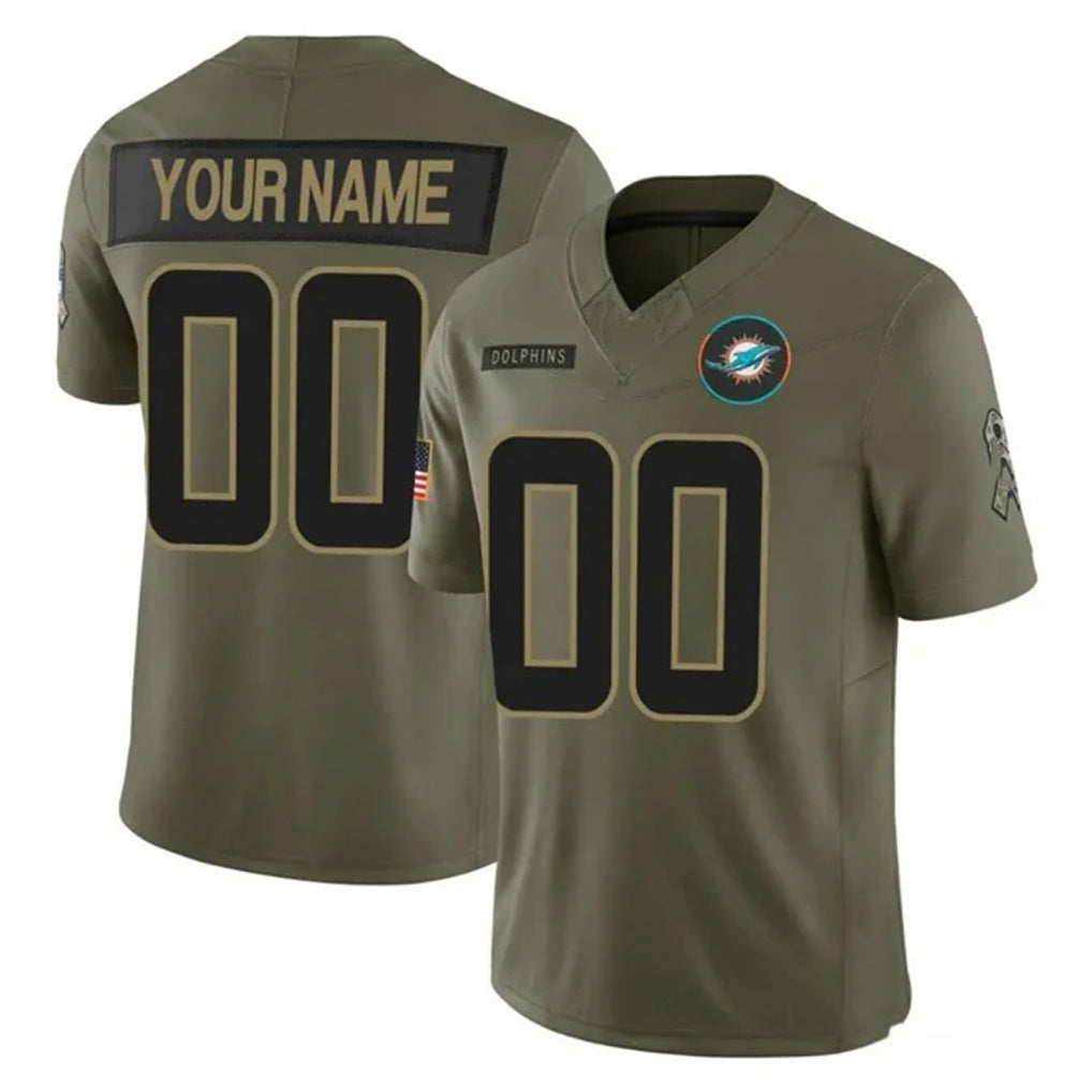 harde Custom M.Dolphins Olive 2025 Salute To Service Limited Game Any Name & Numbers Stitched Jerseys