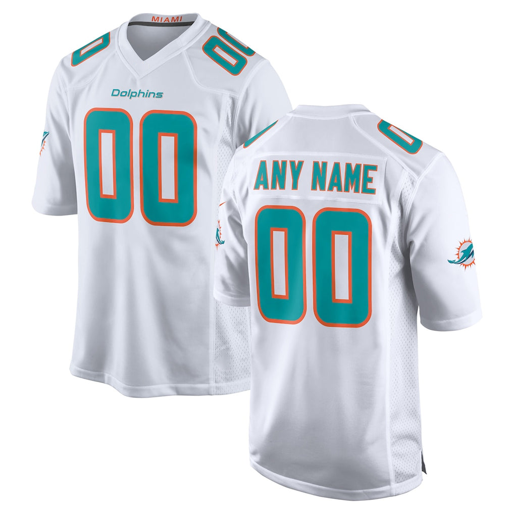 harde Custom M.Dolphins White Game Home Any Name & Numbers Stitched Jerseys