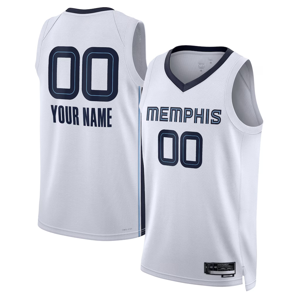 harde Custom M.Grizzlies White Swingman Stitched Jerseys- Association Edition