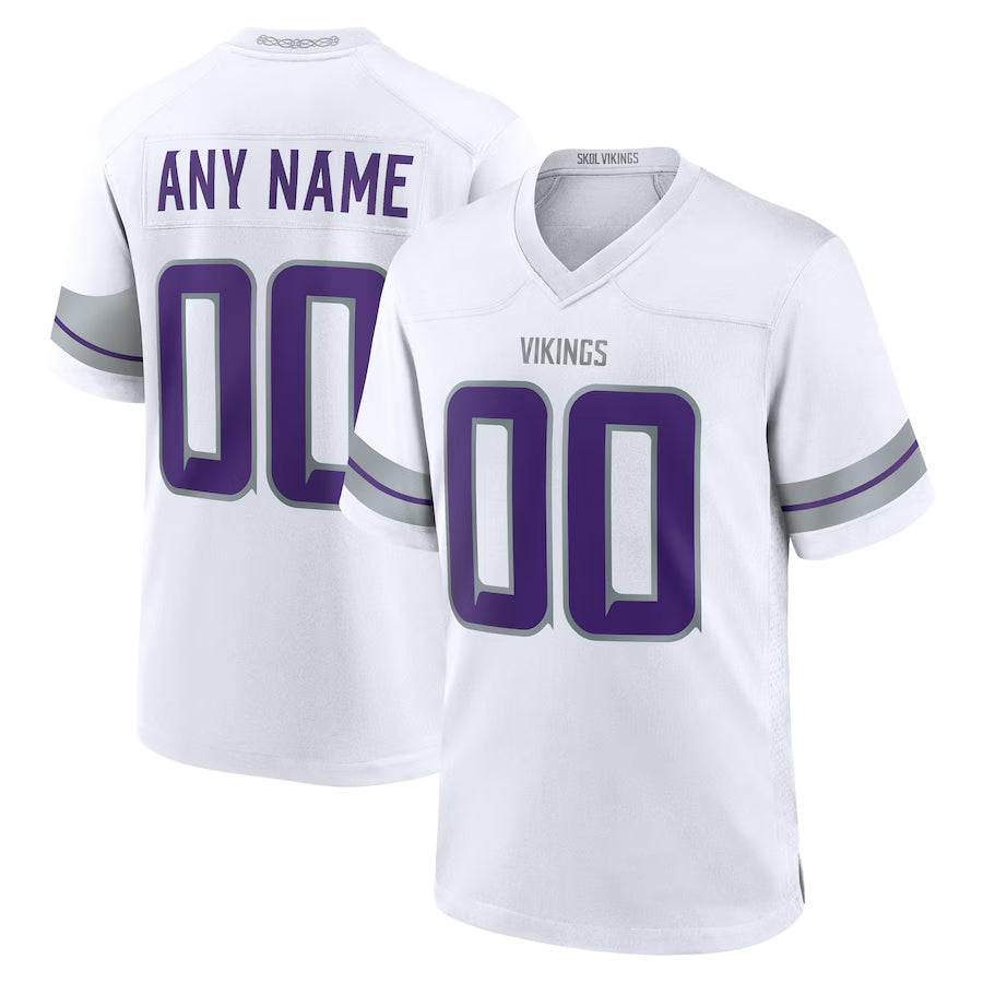 harde Custom MN.Vikings White Alternate Game Stitched Jerseys
