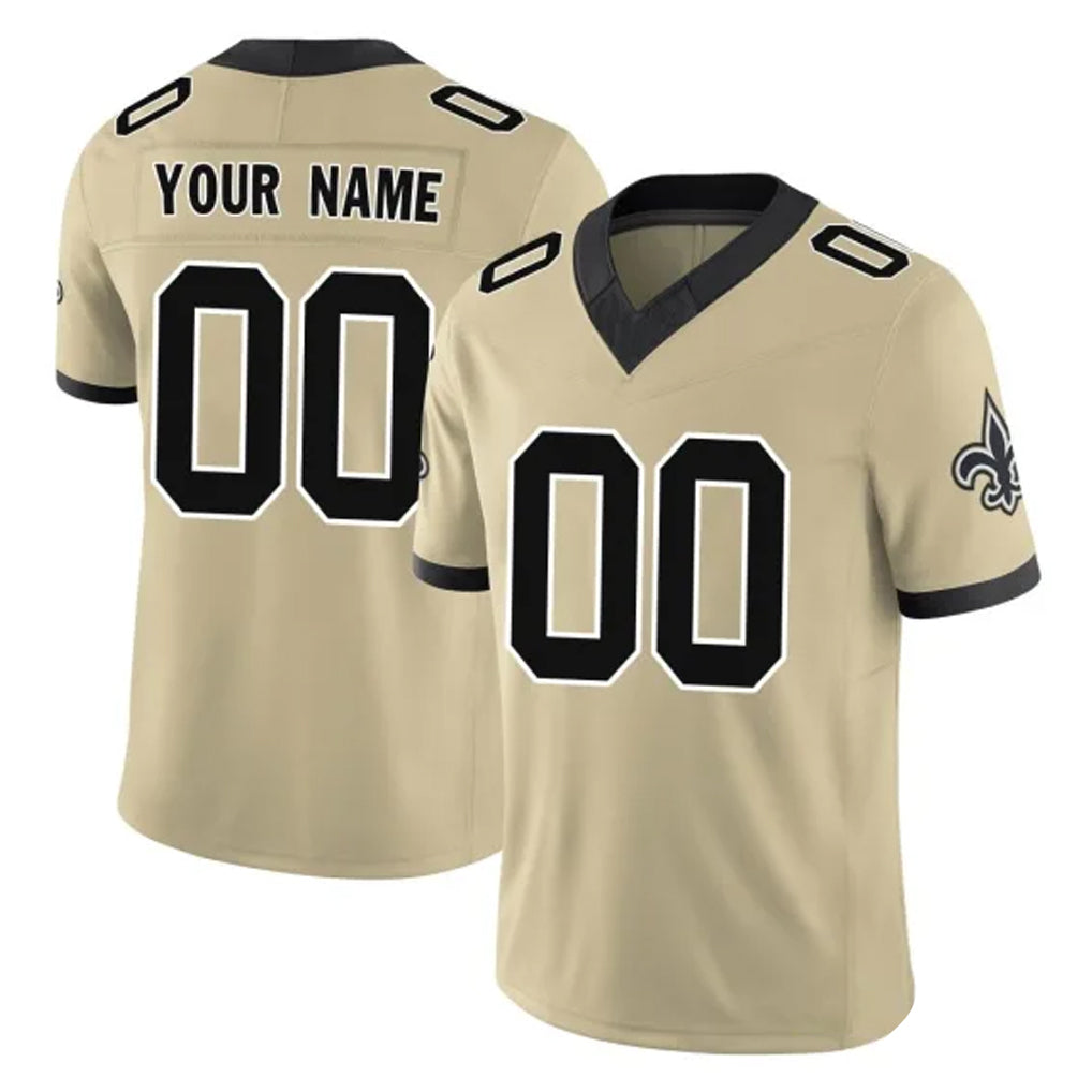 harde Custom NO.Saints Gold Limited Vapor F.U.S.E. Home Game Any Name & Numbers Stitched Jerseys