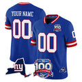 harde Custom NY.Giants Royal 100th Season & State Patch Vapor Limited Home Game Any Name & Numbers Stitched Jerseys