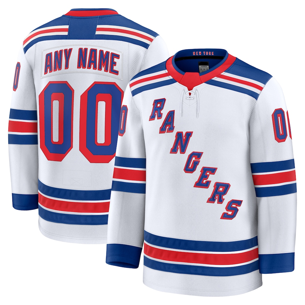 harde Custom NY.Rangers White Away Premium Jerseys