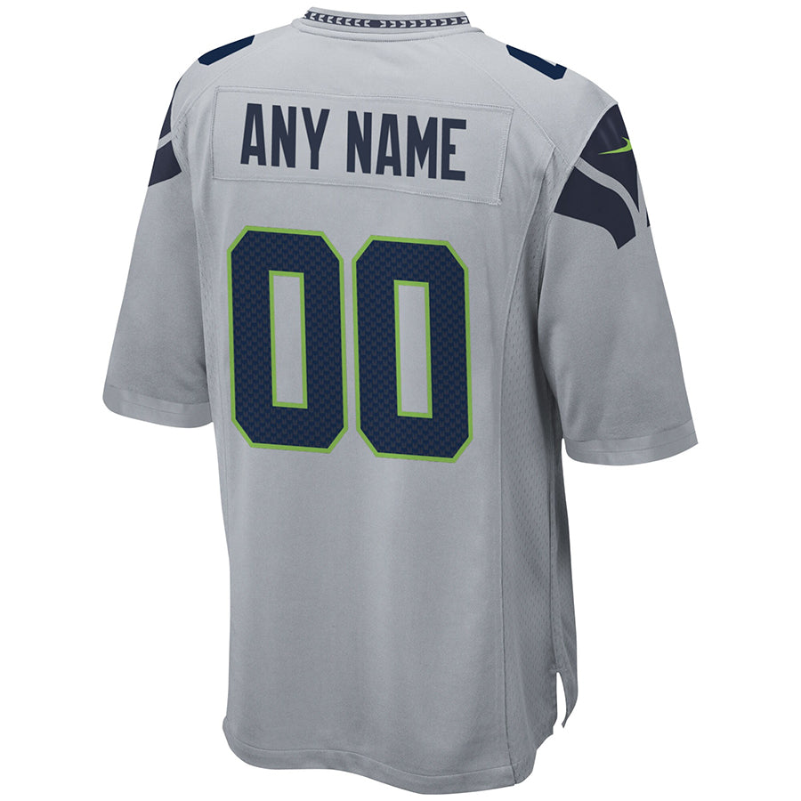 harde Custom S.Seahawks Gray Alternate Game Stitched Jerseys