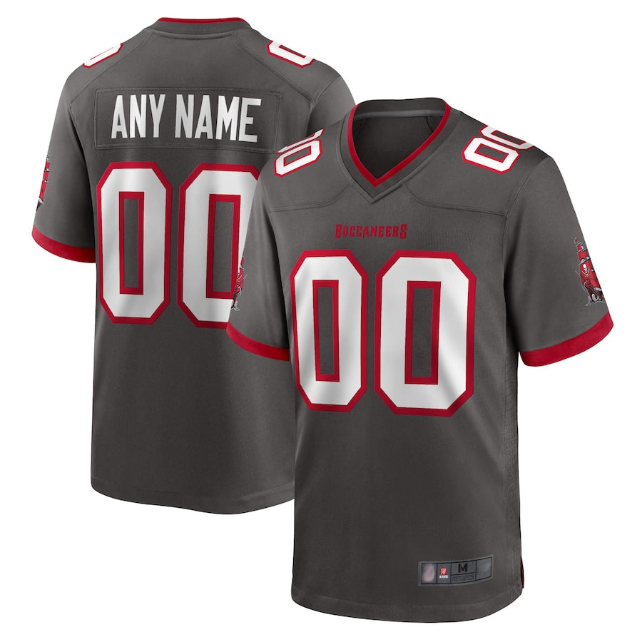 harde Custom TB.Buccaneers Pewter Home Game Stitched Jerseys