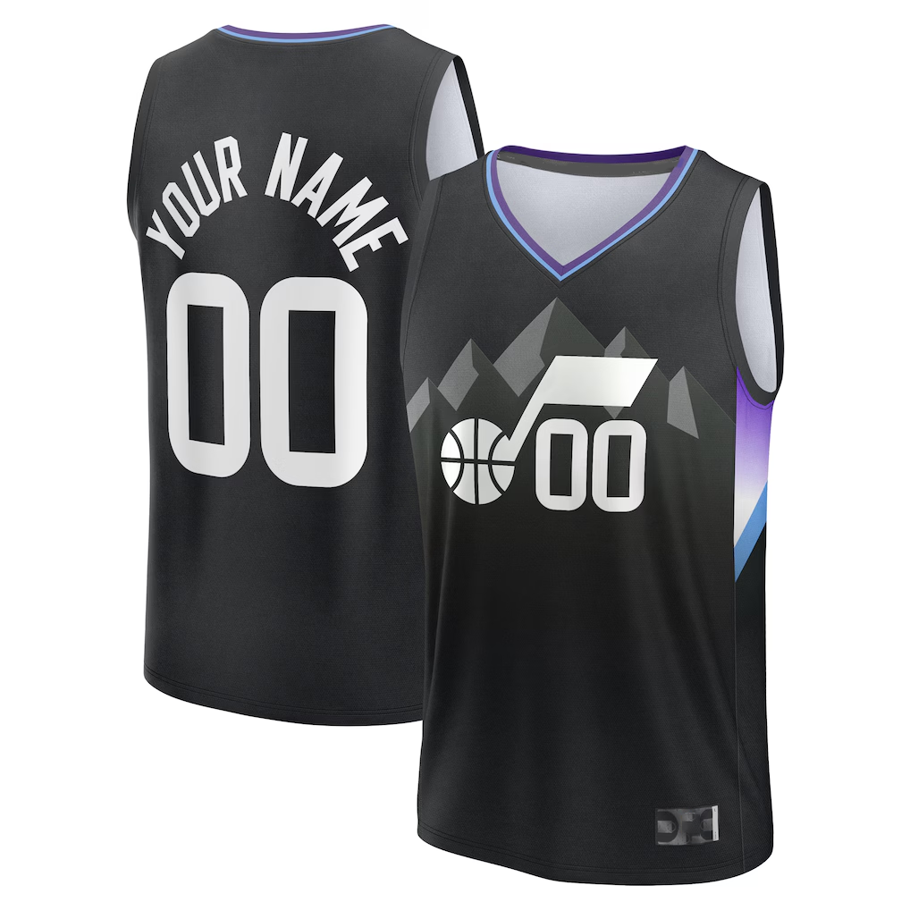 harde Custom U.Jazz Fanatics Black Fast Break Jerseys - Statement Editio