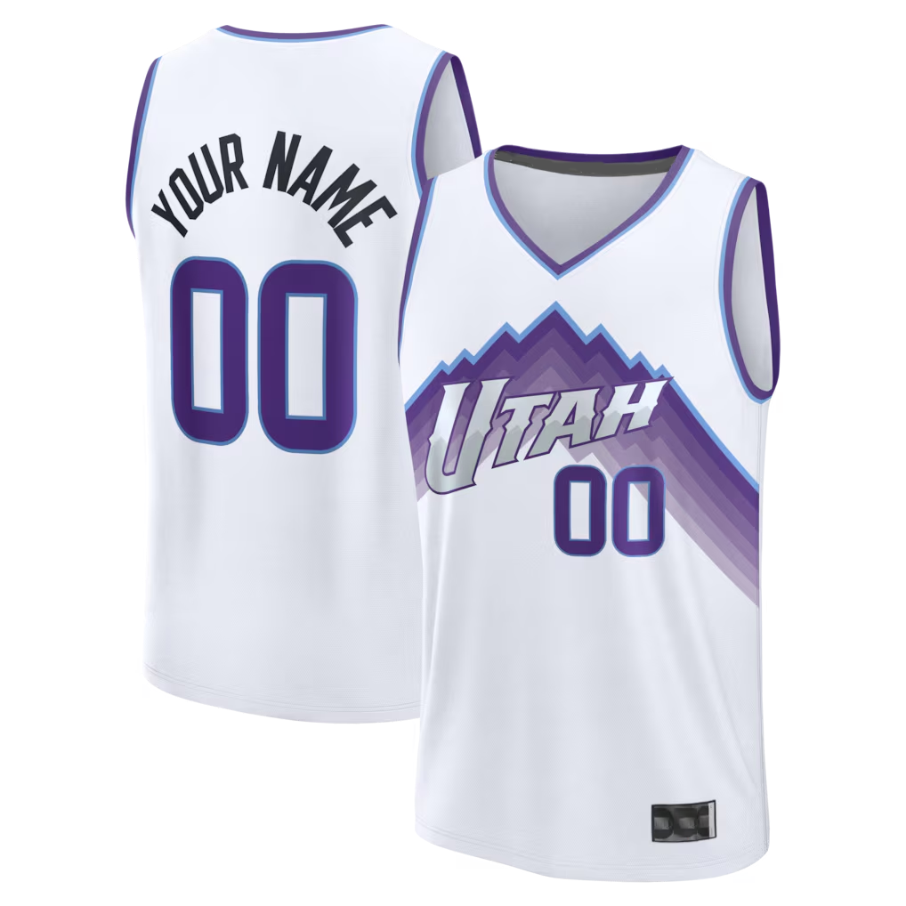 harde Custom U.Jazz Fanatics White Fast Break Replica Jerseys - Association Edition