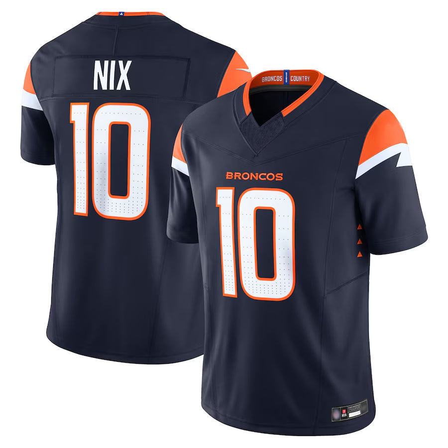 harde D.Broncos #10 Bo Nix Player Navy Vapor F.U.S.E. Limited Stitched Jerseys