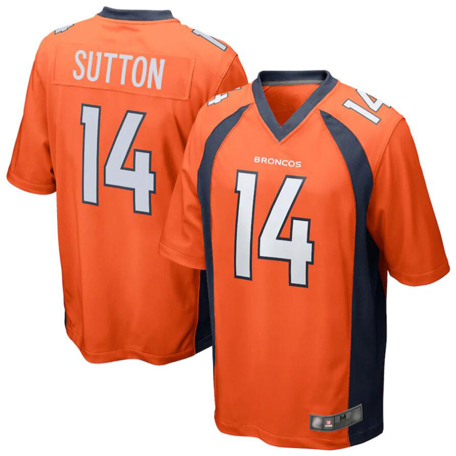 harde D.Broncos #14 Courtland Sutton Orange Replica Game Stitched Jerseys