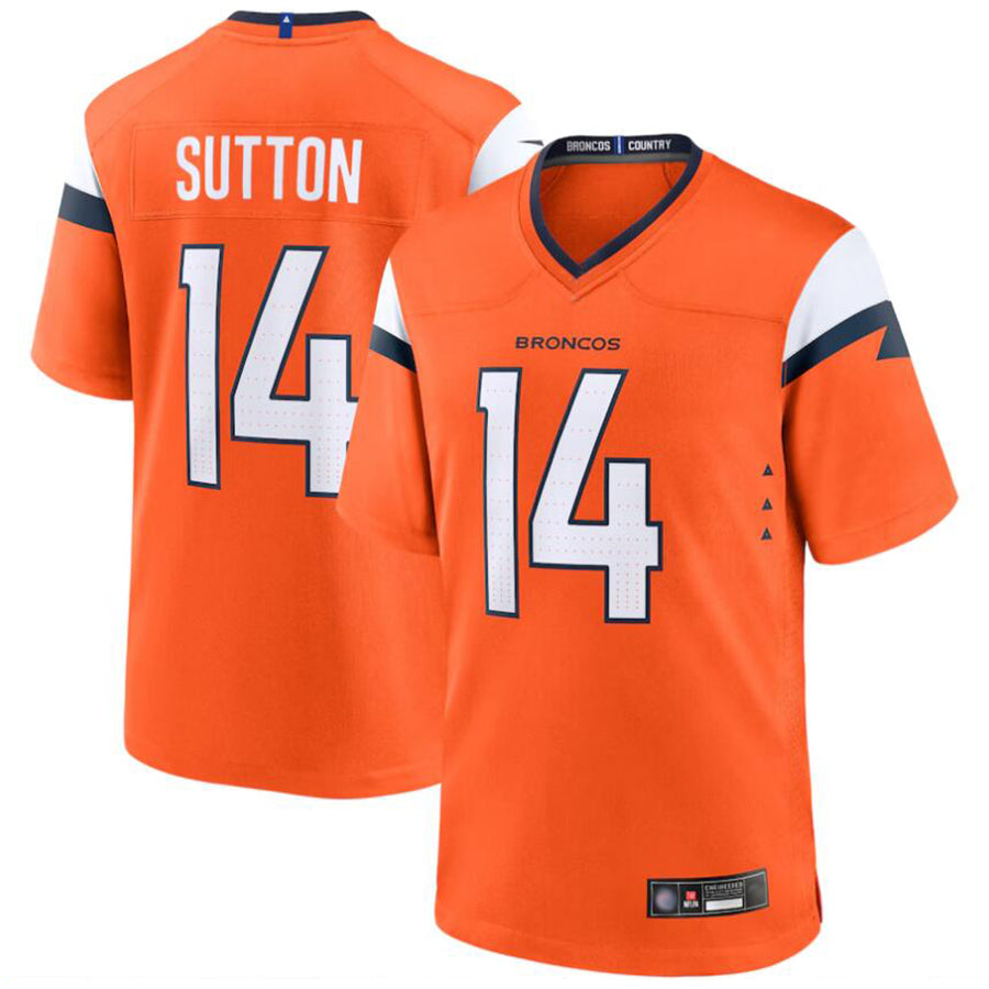 harde D.Broncos #14 Courtland Sutton Player Orange Home Replica Game Stitched Jerseys