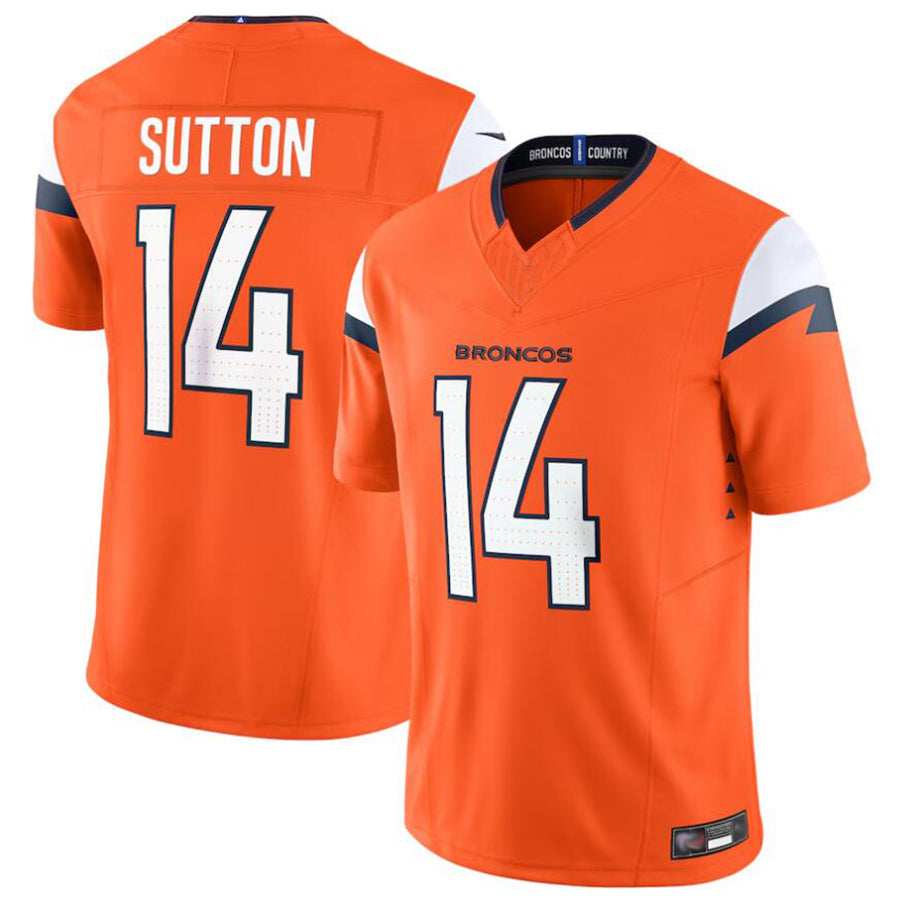 harde D.Broncos #14 Courtland Sutton Player Orange Vapor F.U.S.E. Limited Stitched Jerseys