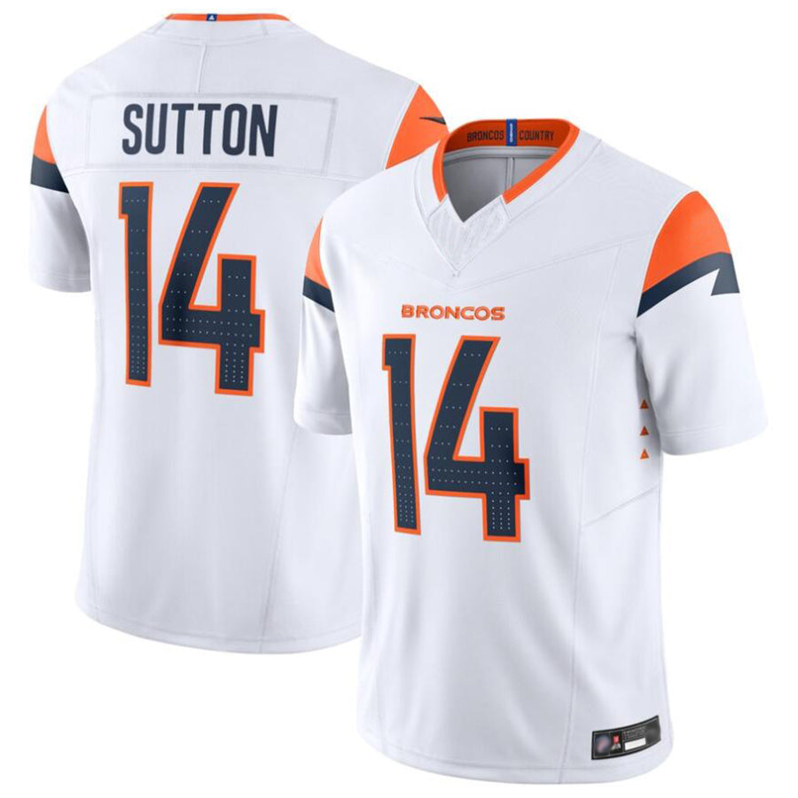 harde D.Broncos #14 Courtland Sutton Player White Vapor F.U.S.E. Limited Stitched Jerseys