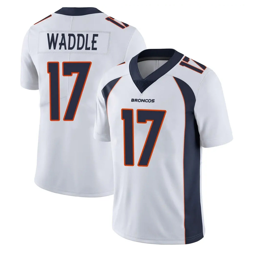 harde D.Broncos #17 Jaylen Waddle Player White Vapor Untouchable Limited Home Game Stitched Jerseys