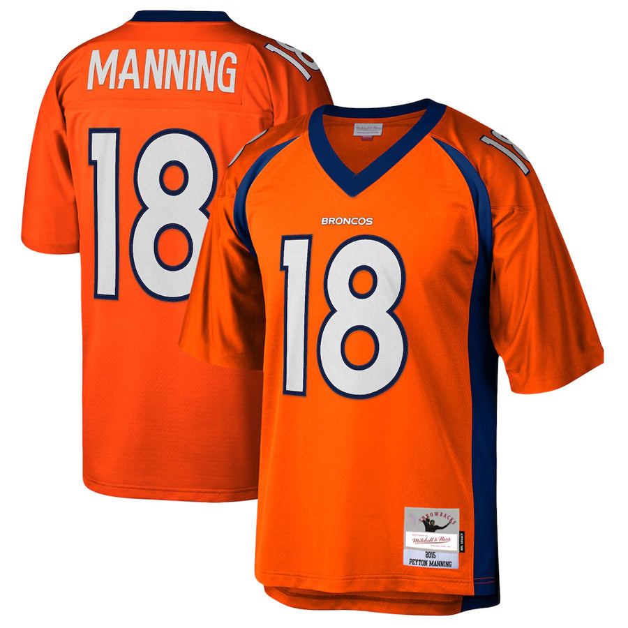 harde D.Broncos #18 Peyton Manning Player Mitchell & Ness Orange Legacy Replica Stitched Jerseys