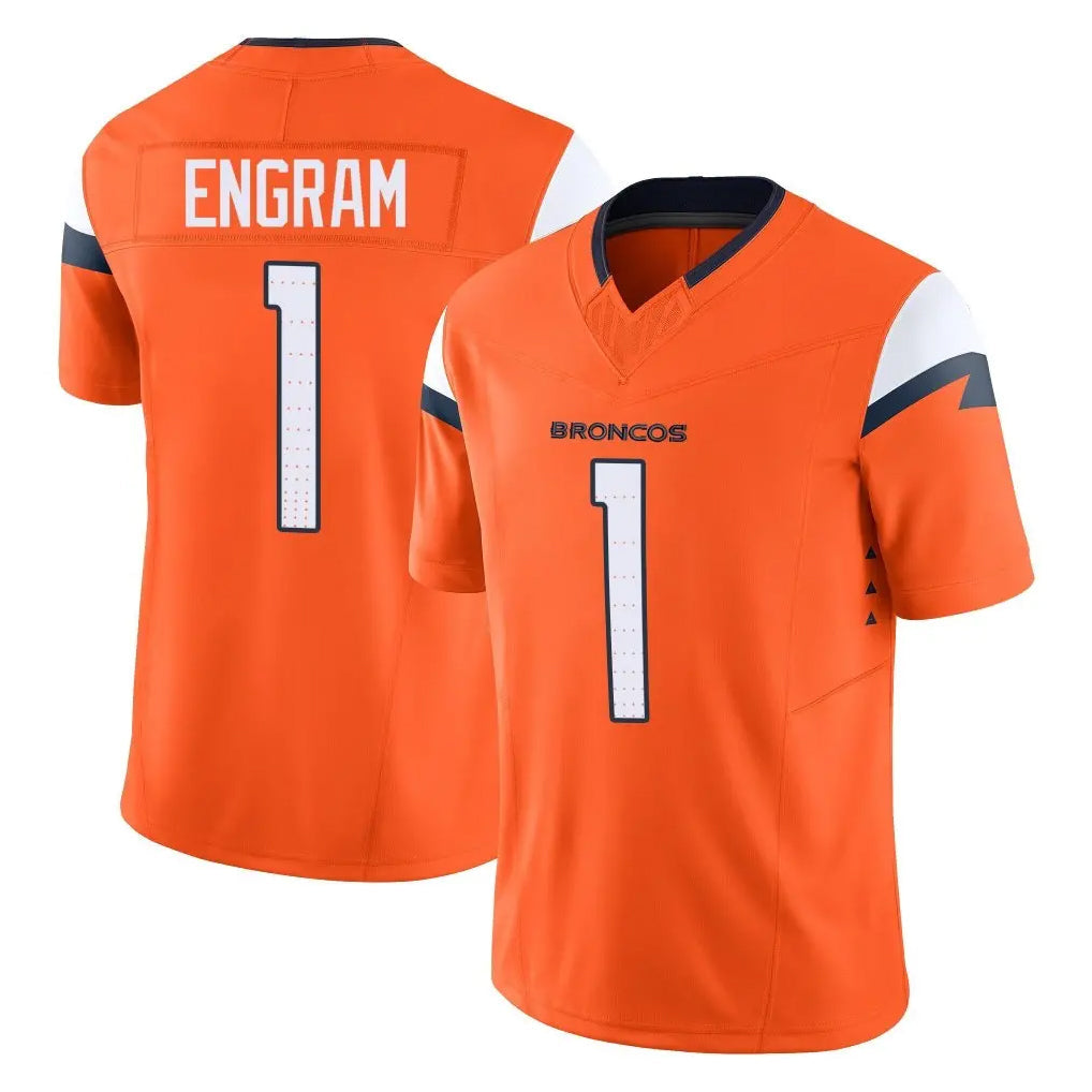 harde D.Broncos #1 Evan Engram Player Orange Vapor F.U.S.E. Limited Home Game Stitched Jerseys