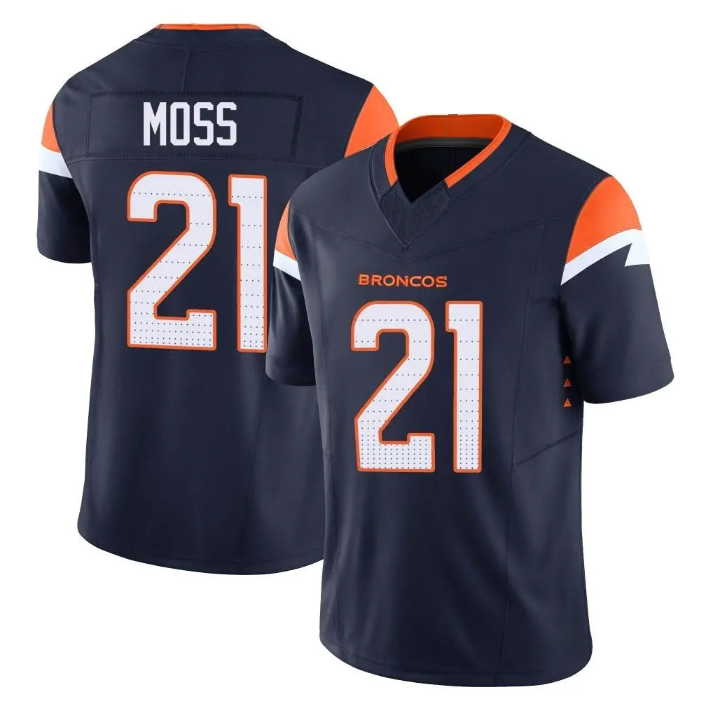 harde D.Broncos #21 Riley Moss Player Navy Limited Vapor F.U.S.E. Home Game Stitched Jerseys