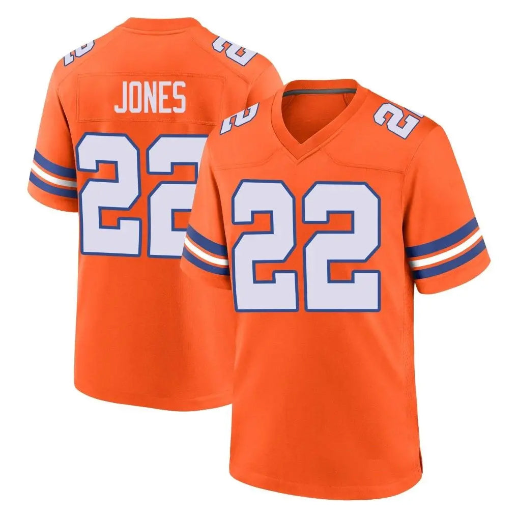 harde D.Broncos #22 Brandon Jones Player Orange Alternate Collection Throwback Game Stitched Jerseys
