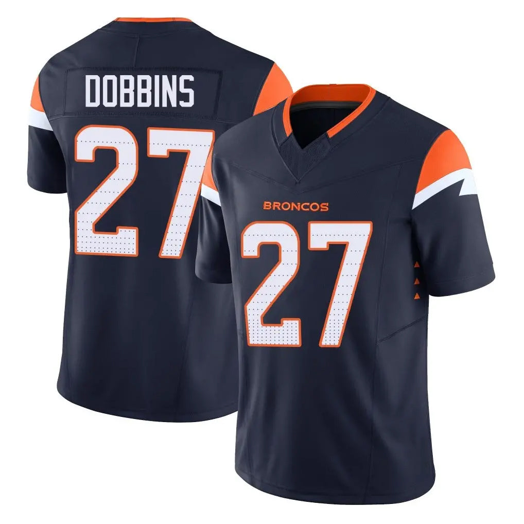 harde D.Broncos #27 J.K. Dobbins Player Navy Limited Vapor F.U.S.E. Home Game Stitched Jerseys