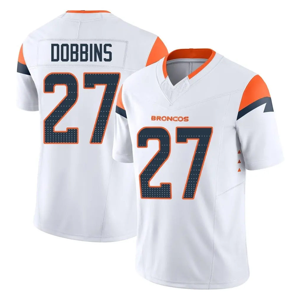 harde D.Broncos #27 J.K. Dobbins Player White Limited Vapor F.U.S.E. Home Game Stitched Jerseys