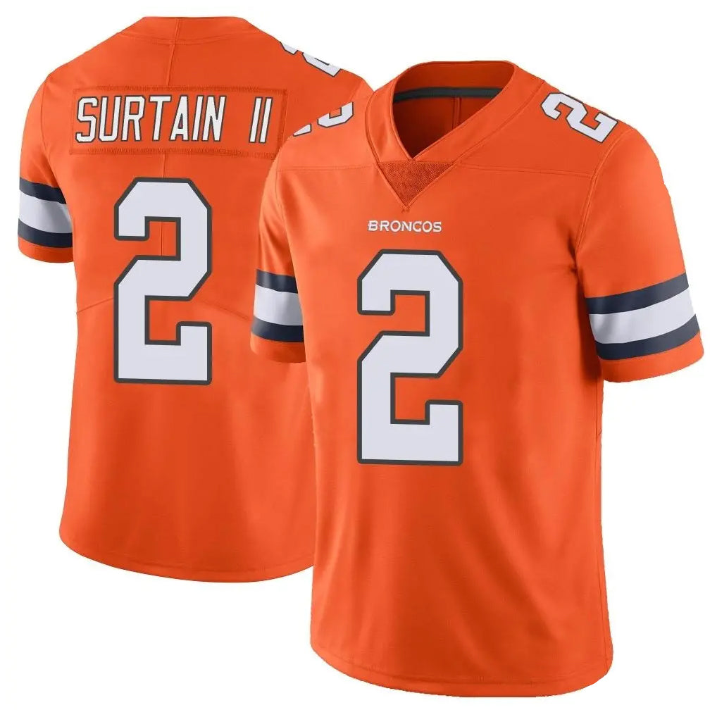 harde D.Broncos #2 Pat Surtain II Player Orange Vapor Untouchable Limited Home Game Stitched Jerseys