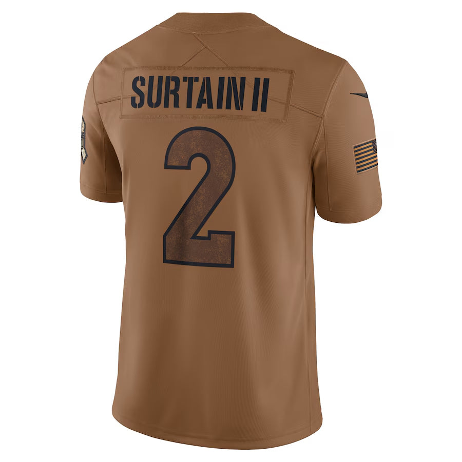 harde D.Broncos #2 Patrick Surtain II Player Brown Salute To Service Limited Stitched Jerseys