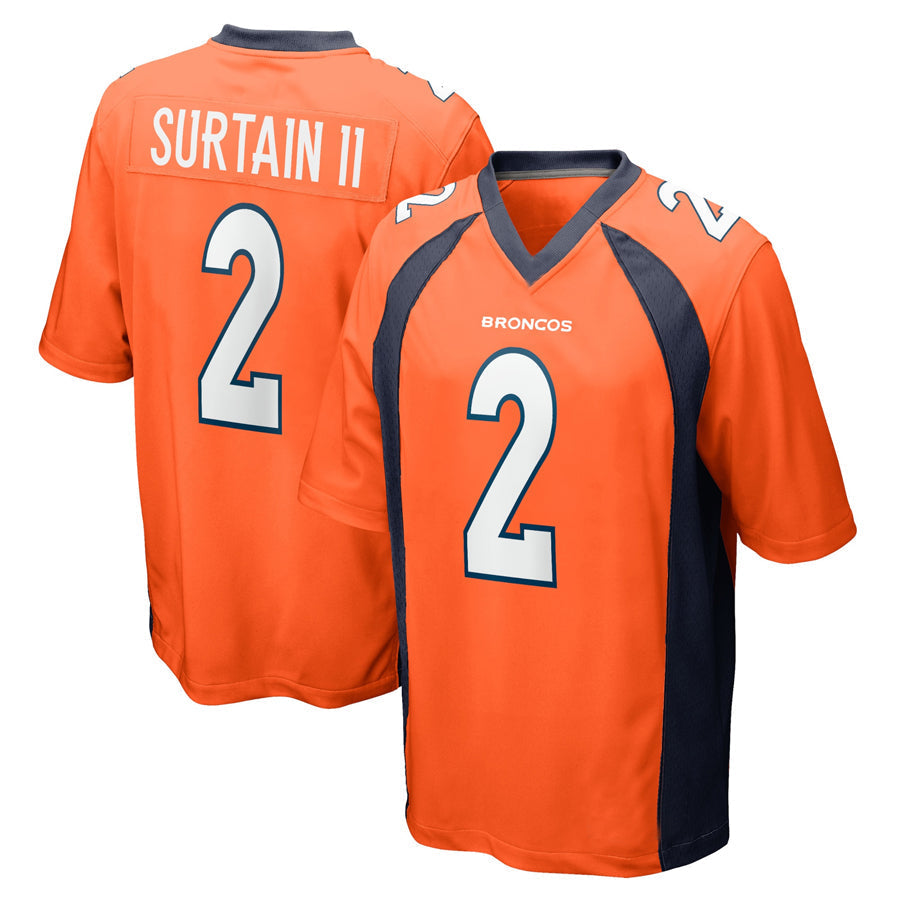 harde D.Broncos #2 Patrick Surtain II Player Orange Home Game Football Stitched Jerseys