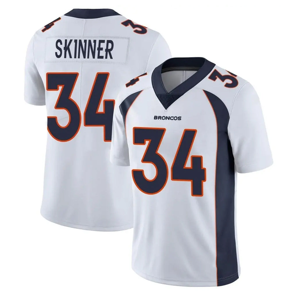 harde D.Broncos #34 JL Skinner Player White Vapor Untouchable Limited Home Game Stitched Jerseys