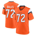 harde D.Broncos #72 Garett Bolles Player Orange Home Game Stitched Jerseys