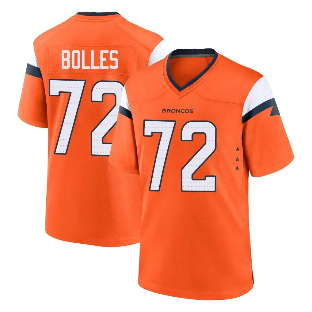 harde D.Broncos #72 Garett Bolles Player Orange Home Game Stitched Jerseys