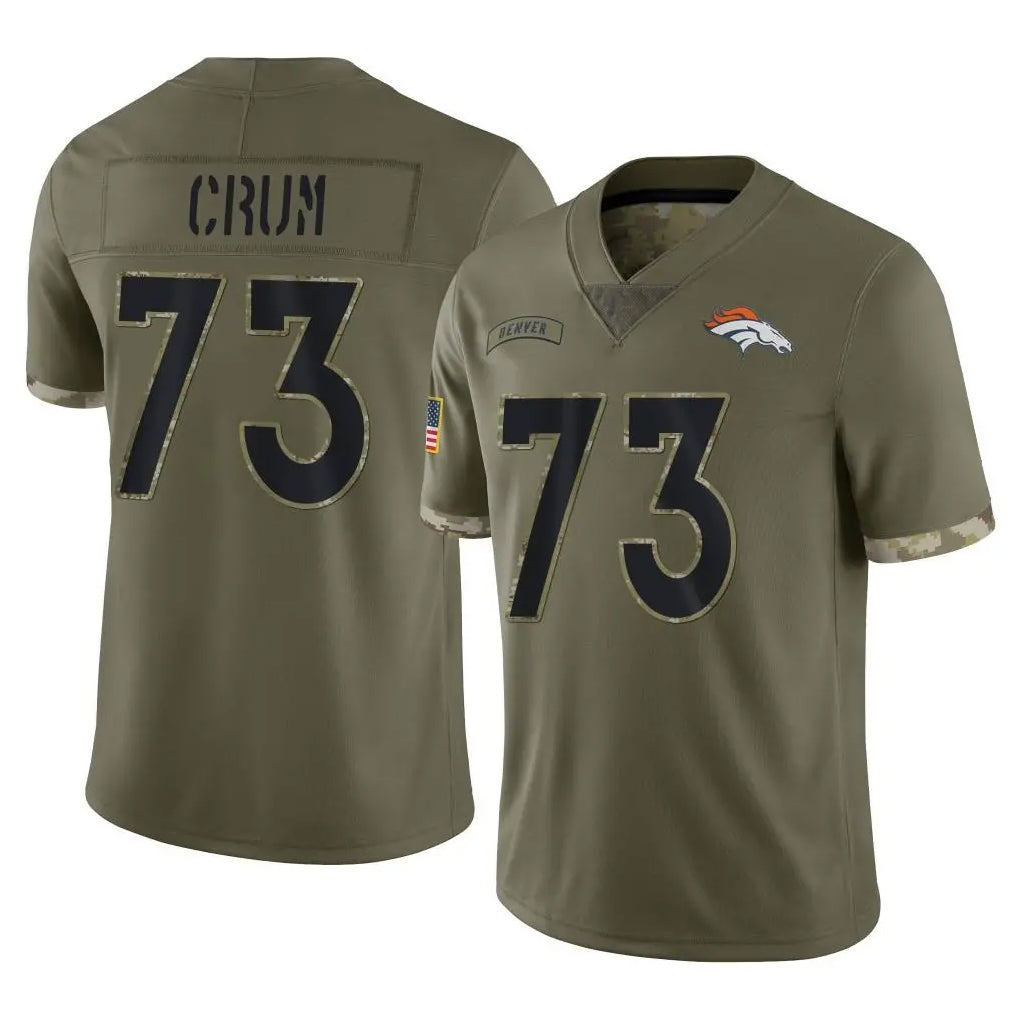 harde D.Broncos #73 Frank Crum Player Olive Salute To Service Limited Stitched Jerseys