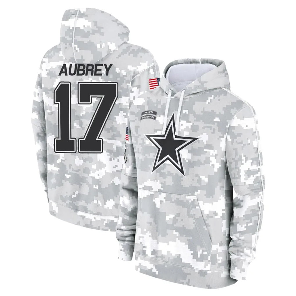 harde D.Cowboys #17 Brandon Aubrey Player Arctic Camo Salute to Service Hoodies Limited Game Stitched Jerseys