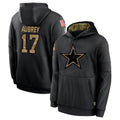 harde D.Cowboys #17 Brandon Aubrey Player Black Salute to Service Pullover Hoodies Limited Stitched Jerseys